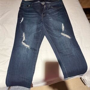 Taylor Dark Blue Cropped Straight-Leg Jeans